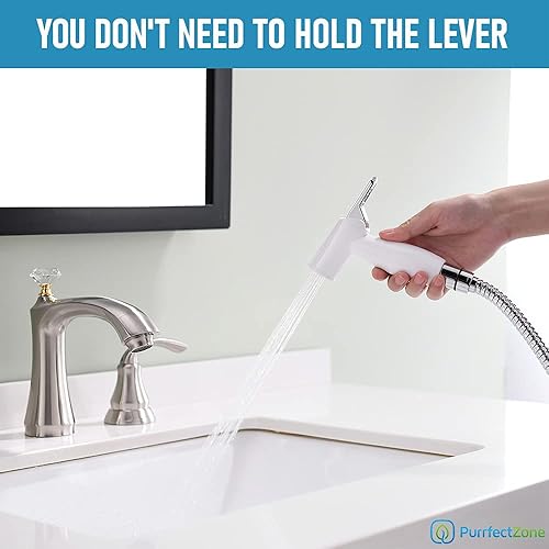 Miniatura 7 de Purrfectzone Paquete de tres kits completos de bidé, bidé blanco, bidé de acero inoxidable y pulverizador de bidé de 2 modos para juegos de inodoro,