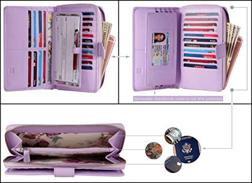 Image of Big Fat RFID Blocking Leather Organizer Checkbook Wallets For Women - Clutch