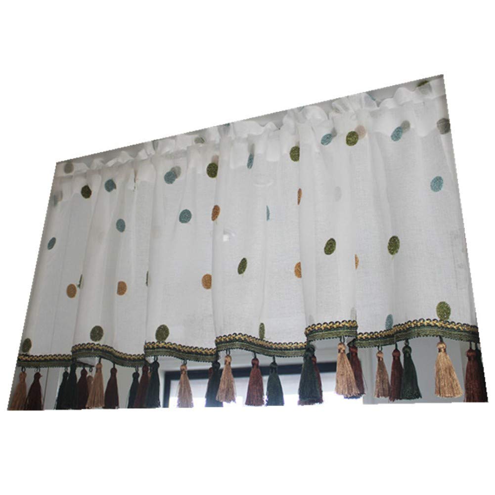 Cortinas modernas de cafetería rUrEu con bordado de encaje, media cortina traslúcida de 90x200 cm