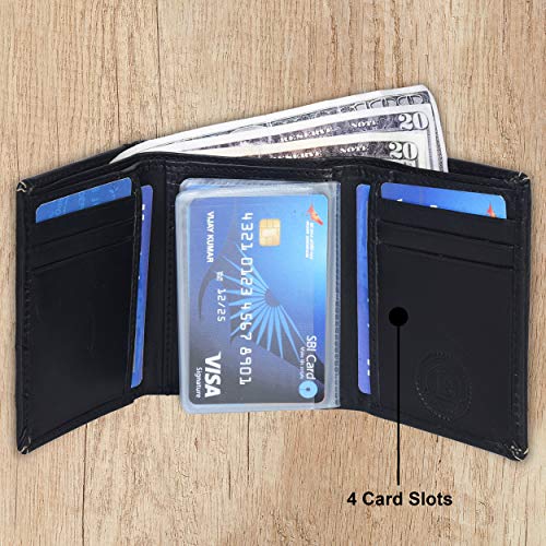 Denim Men's Trifold Designer Wallet - Sleek and Slim Includes ID Window and Credit Card Holder by Leatherboss3