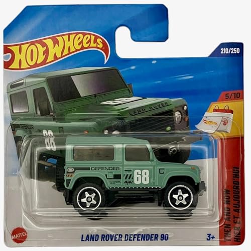 Hot Wheels - Land Rover Defender 90 - Then and Now 6/10 - JBC16 - Short Card - grün - Mattel 2025 - Lizenziertes Land Rover Modell im Offroad-Look im Maßstab 1:64