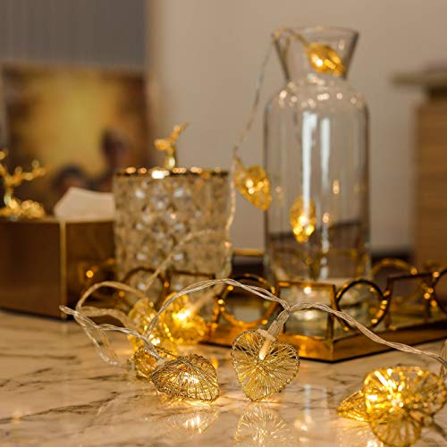 CozyHome LED Lichterkette Herz – 5m strombetrieben | 20 Herzen warmweiß | Led Herz Strom | Tumblr Deko für: Mädchen… – Bild 6