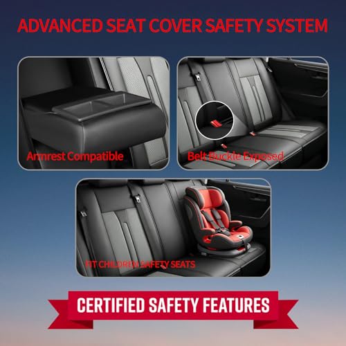 Image of Fit Terrain Car Seat Covers (5 Seats Full Set) Compatible with GMC Terrain 2010-2024 2025 2026 - Full Coverage Premium Breathable Leather,Airbag Compatible,Waterproof & All-Weather,Black-Grey