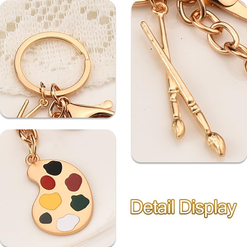 Palette Brush Keychain for Women Men Artist Party Favor Gifts for Art Teacher Student Christmas Birthday Gifts for Artist Painter Keyring Gift for Artist Paint Palette Key Chains for Boys Girls image 5