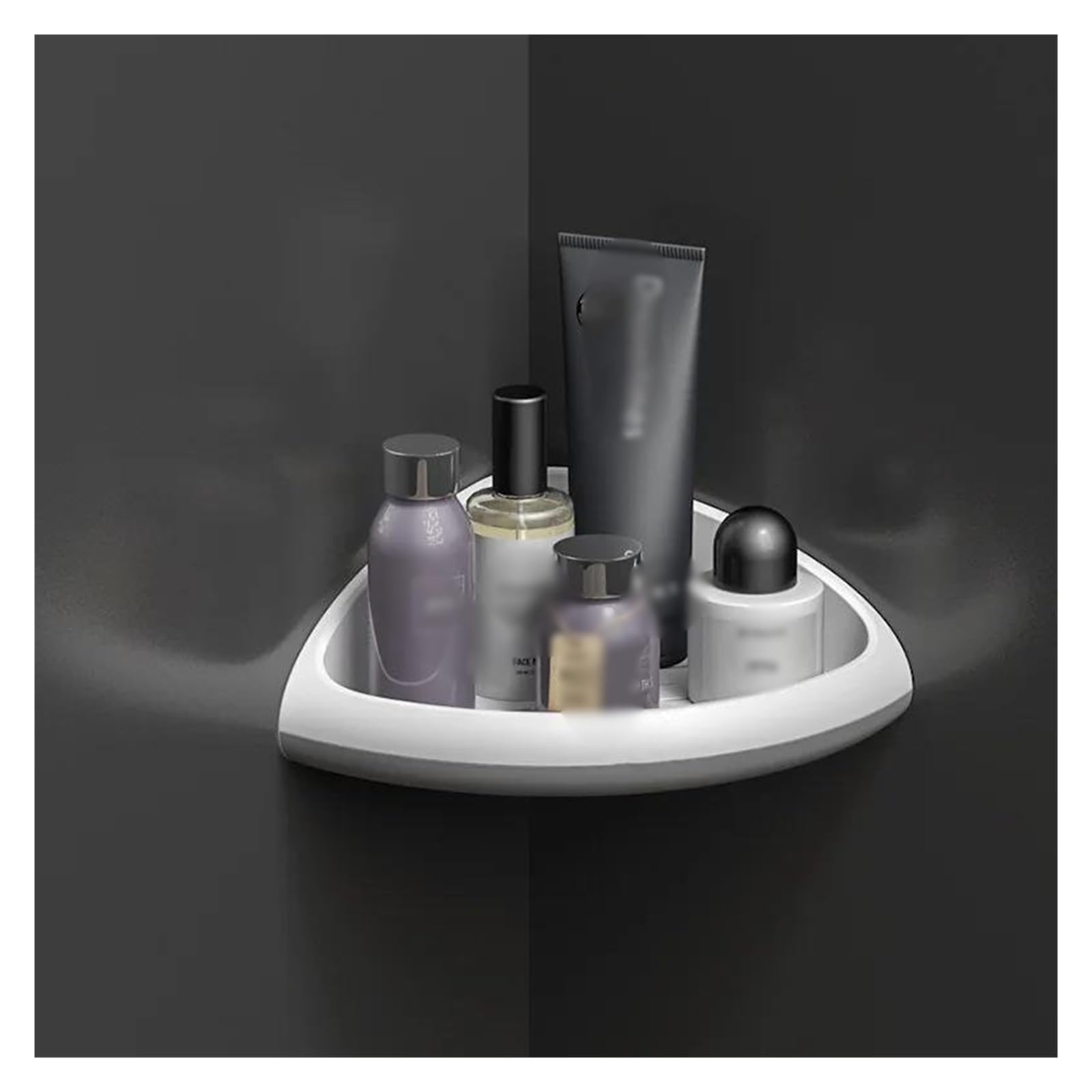 Mensola da bagno porta shampoo da parete, triangolare, mensola angolare per bagno, mensola portaoggetti da cucina (grigio)