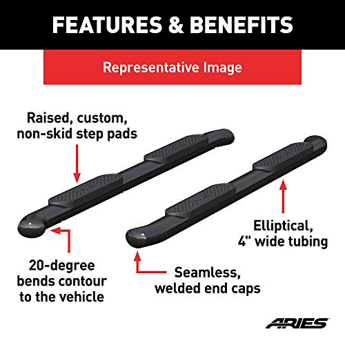 Aries S224009 4-Inch Oval Black Steel Nerf Bars, Select Chevrolet Silverado, Gmc Sierra 1500, 2500, 3500 Hd #TOP3