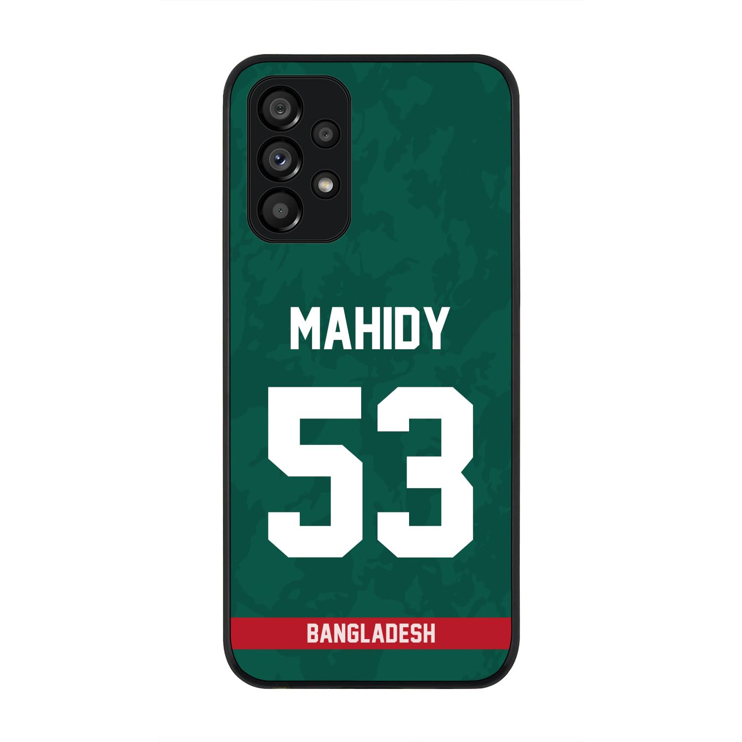 Stylizedd Rugged Black Edge Case for Samsung Galaxy A13 (LTE / 4G), Slim fit Soft Case Flexible Rubber Edges Anti Drop TPU Gel Thin Cover - Player Name - Mehidy Hasan Miraz, Jersey Number- 53