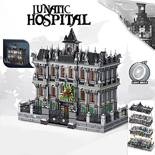 Arkham Asylum Modellbausatz, 4-stöckiges groß Modular Gebäude mit LED Beleuchtungsset, 7500 Teile Klemmbausteine Set… – Bild 3