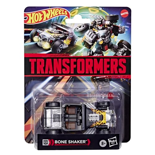 Image of Transformers Collaborative Hot Wheels x Bone Shaker, Deluxe Class 5-Inch Robot Action Figure Converts to Car, Car Toys for Ages 8+