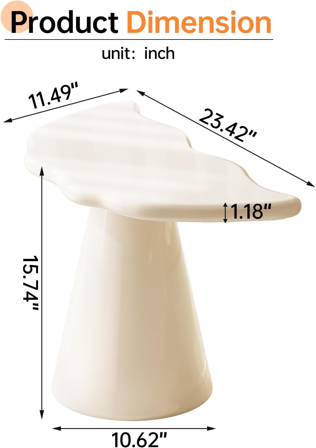 Cream Style Side Table,Irregular Side Table,Small Coffee Table with Cylindrical Leg,Cute Coffee Table for Small Spaces,Easy Assembly