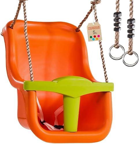 TRIBECCO® Balançoire en plastique, pour bébé/tout-petits, aire de jeux, orange