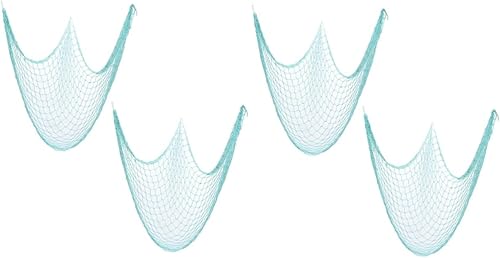 Amosfun Decor 4 Pcs Fishnet Party Decorations Manual Cotton Rope Photo Seaside Fishing Net