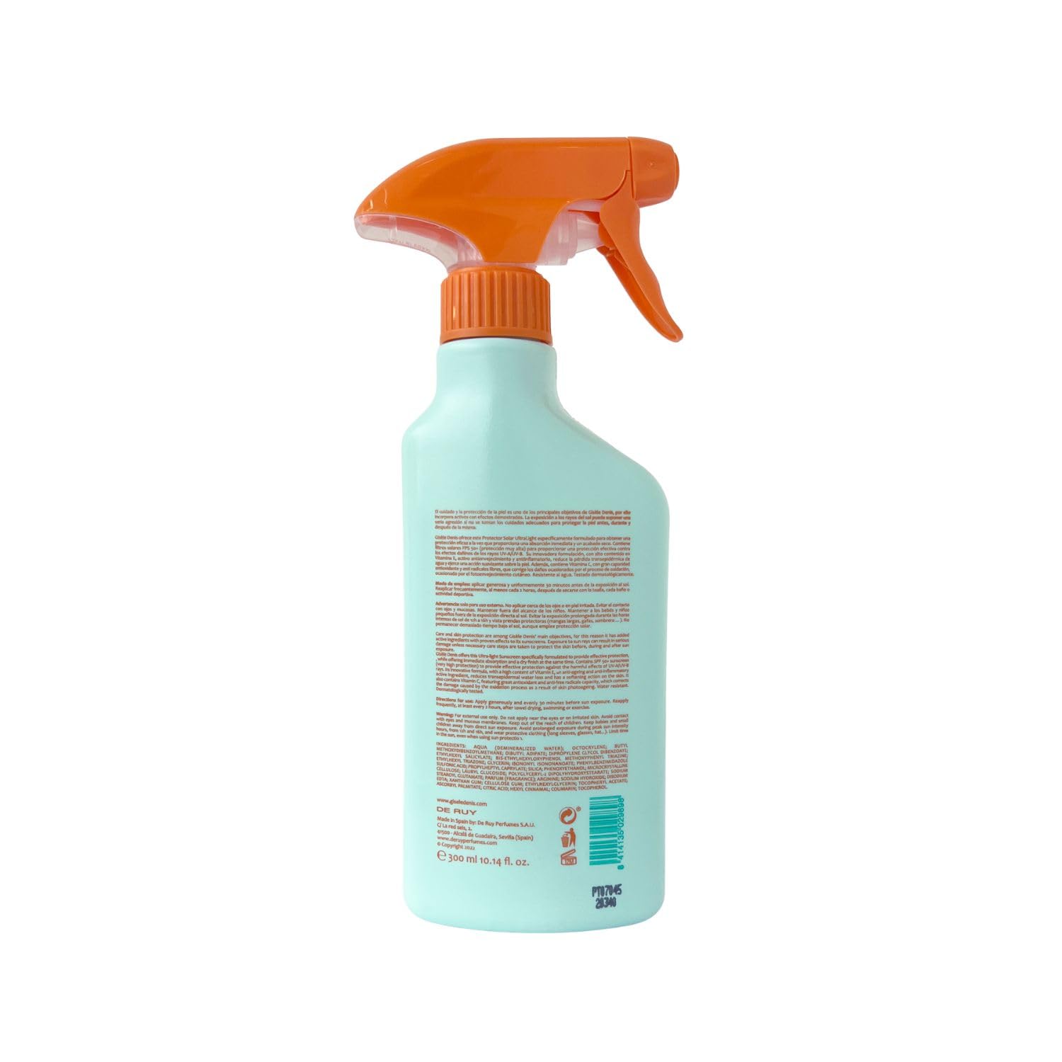 GISÈLE DENIS - Protezione solare spray ultra leggera, 300 ml, protezione FPS50+, crema solare, cura della pelle, assorbimento immediato e finitura asciutta, idrata la pelle, impermeabile