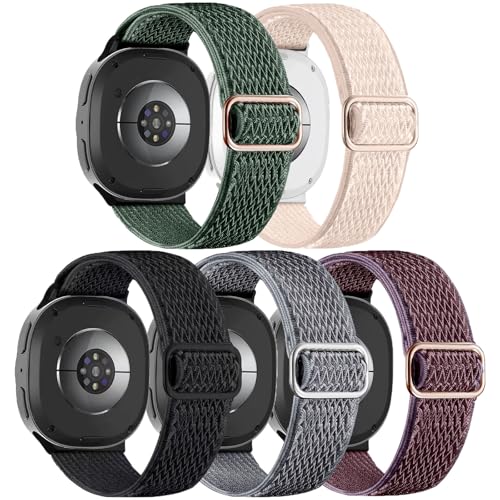 Hgsxst 5 Pack Stretchy Nylon Straps Compatible with Samsung Galaxy Watch 8 Strap 40mm 44mm/Galaxy Watch 8 Classic 46mm Solo Loop Soft Elastic Sport band Replacement Wristbands for Women Men