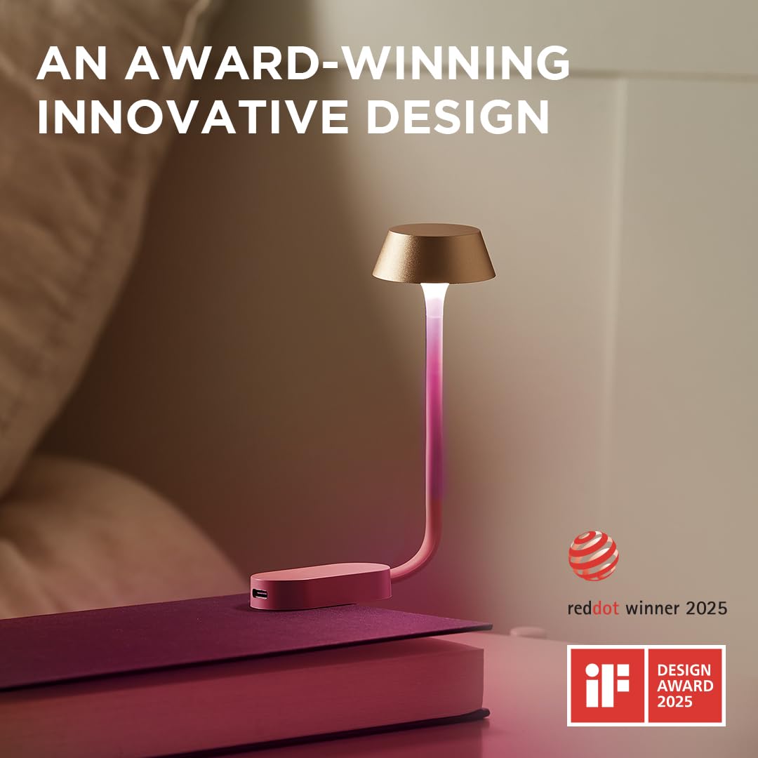 Lexon MIMI - Lampada da lettura con pinzette, luce da lettura a letto, supporto incluso per comodino, 9 colori LED, accessorio per lettore ricaricabile USB-C - Alu lucido