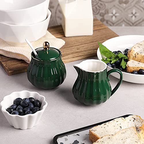 image for Sweejar Royal Ceramic Sugar and Creamer Set, 3 Piece Set with Cream Pi