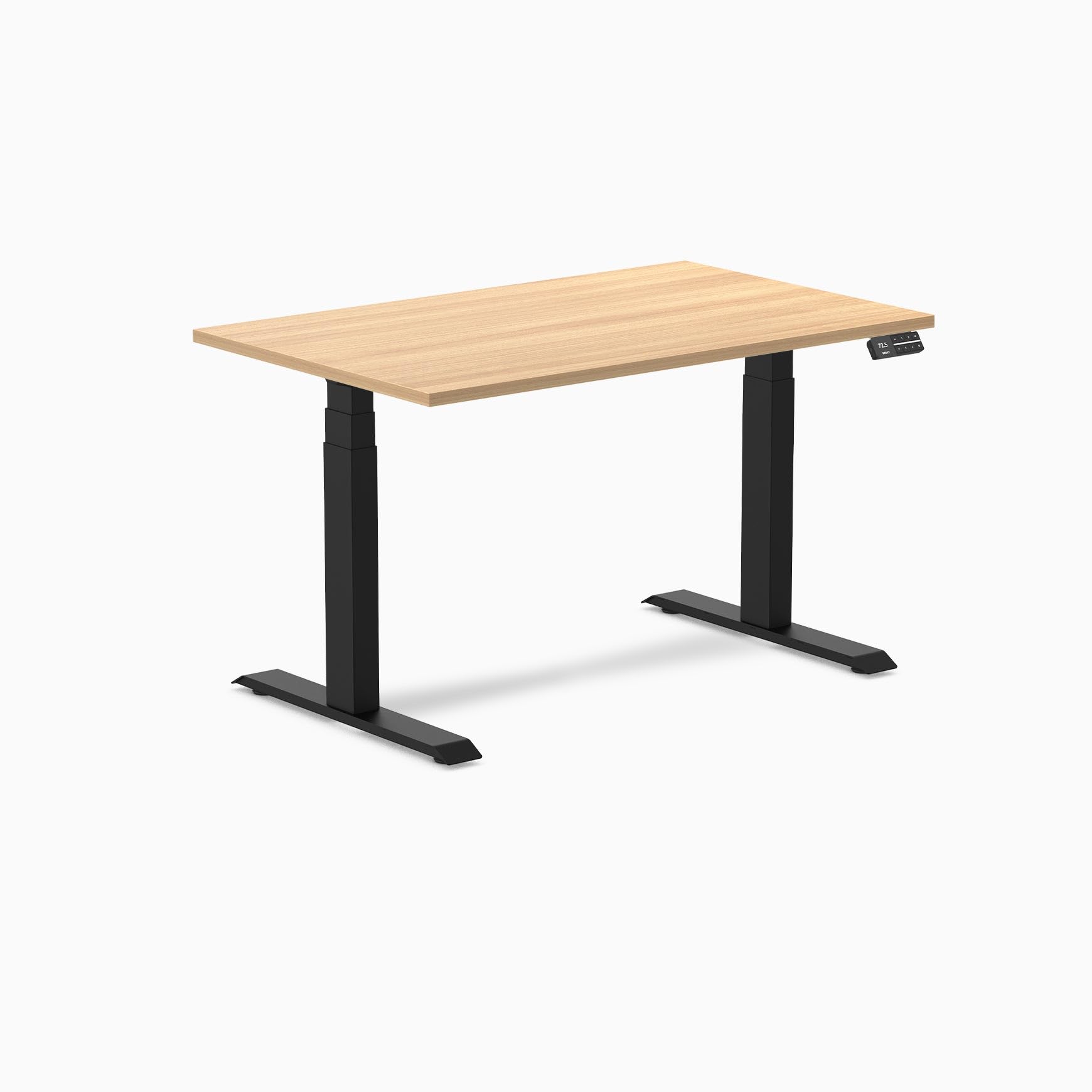 Desky Dual Laminate Sit Stand Desk Sublime Teak 47.2" Matte Black