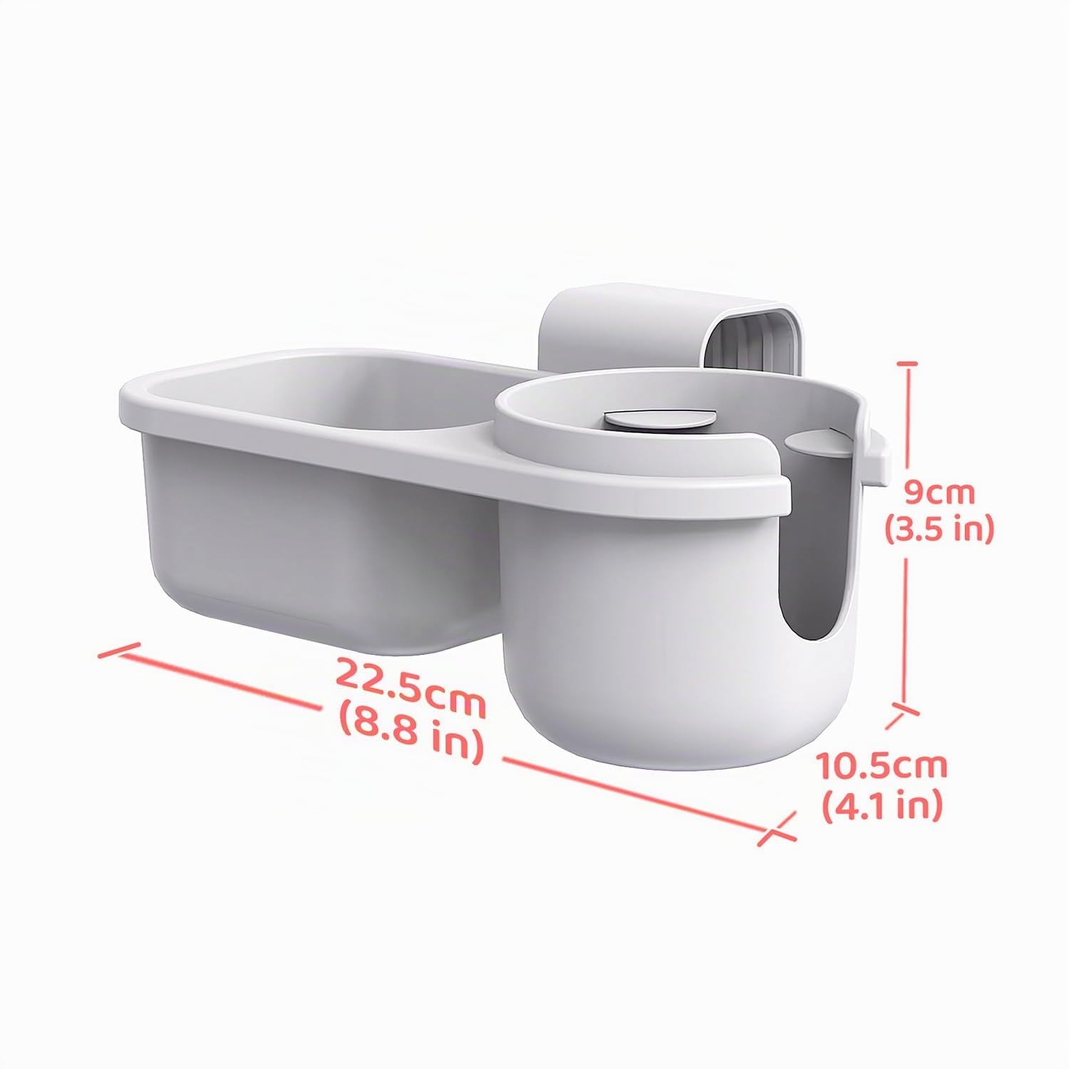 J4102CS Porte-gobelet universel pour enfant avec dosette à goûter, gris, matériau ABS, compatible avec la plupart des sièges auto et poussettes convertibles