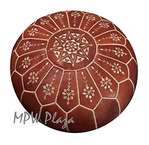 MPW Plaza, Arch Design, Moroccan Leather, Pouf, Ottoman, 20" D x 14" H