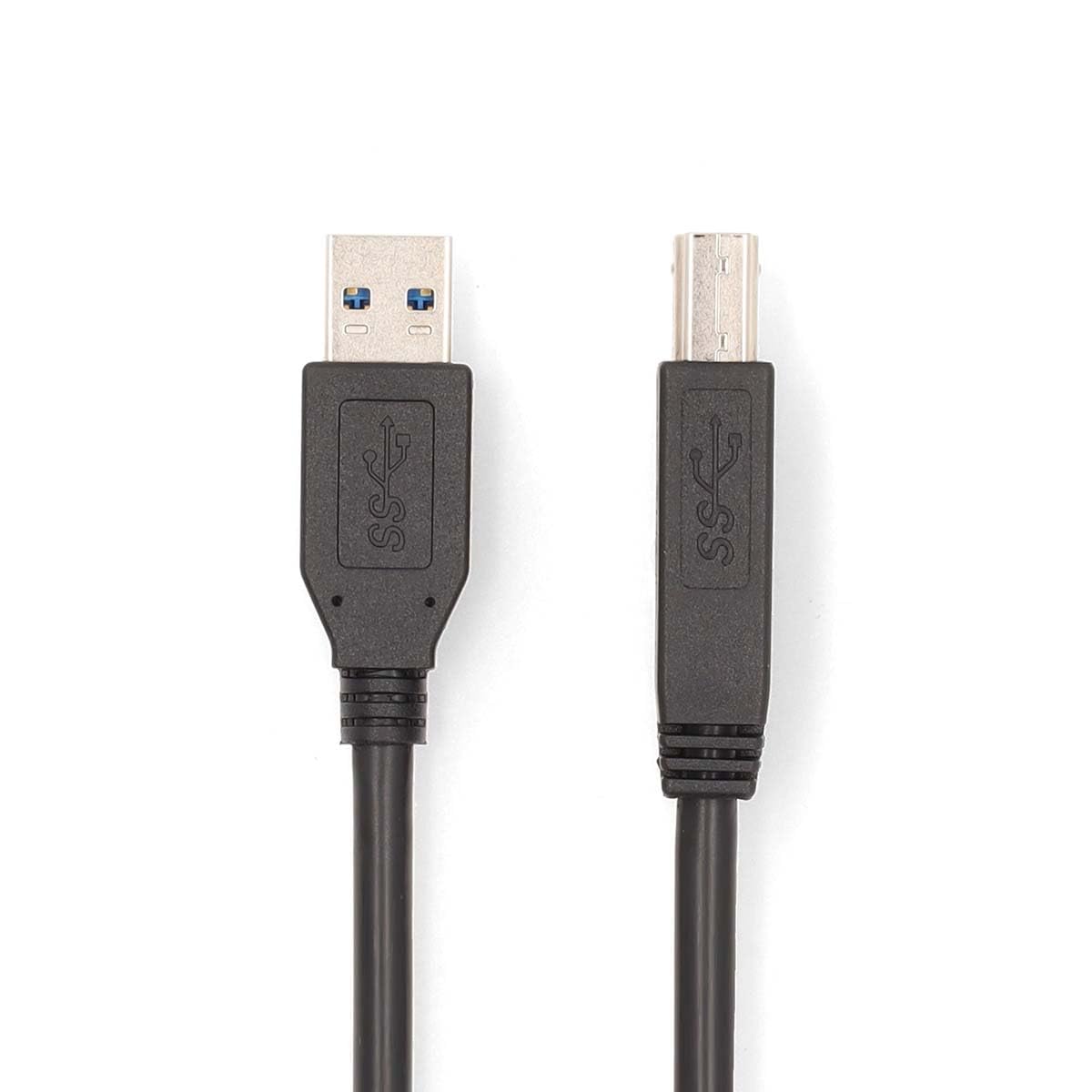 NEDIS USB-A Male to USB-B Male Cable, Durable PVC Connectors, Copper Cores, Supports 5Gbps Transfer Rate, 2.0m
