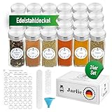 🤩 EINFACH ZU BENUTZEN & PRAKTISCH: 8 Streueinsätze mit großen Löchern, 16 mit kleinen Löchern & ein Klapploch für große Kräuterkörnen. BONUS Reinigungsbürste, Trichter & leere Etiketten.
