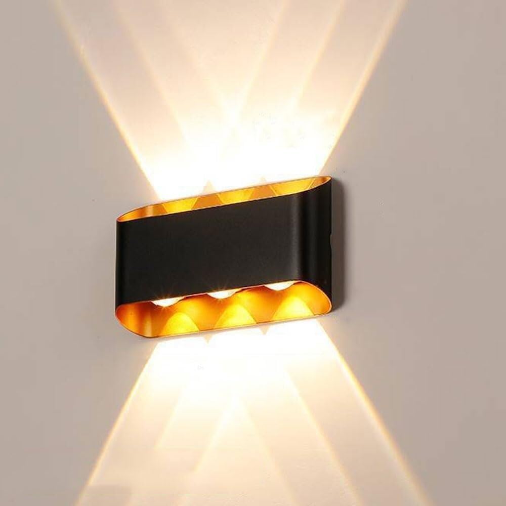 HELCEKOU Modern Waterproof Outdoor Wall Lamp - Up/Down Light for Garden, Villa, Courtyard, Balcony, Porch & Corridor Durable Aluminum Sconce (Color: A, Size: B6)