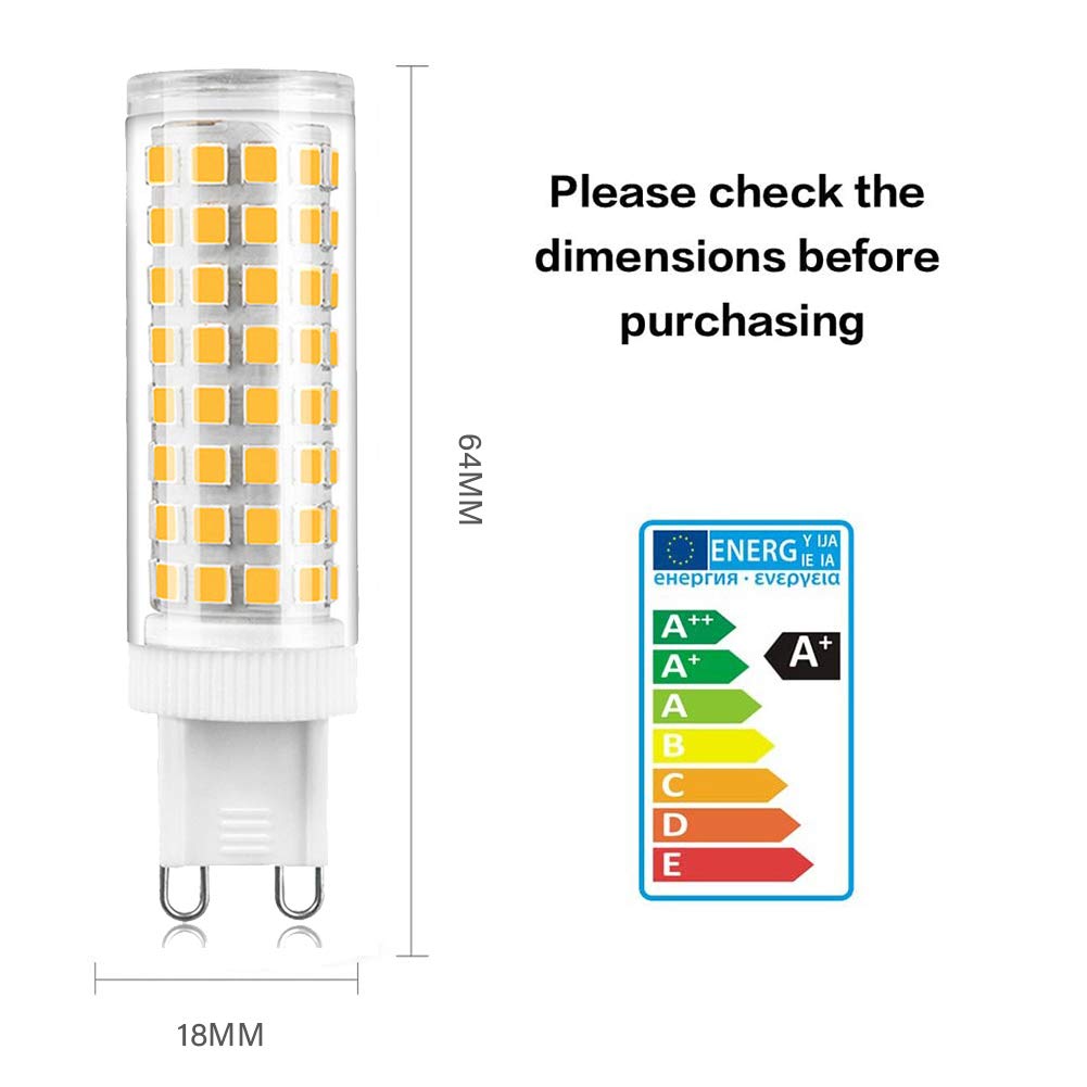 Lampadine LED G9 10 W, Lampadine alogene ricambio 80 W 100 W equivalenti a 1.000 lm, Lampadine LED G9 dimmerabili, Base bi-pin G9, Bianco caldo 3000 K, Confezione 4