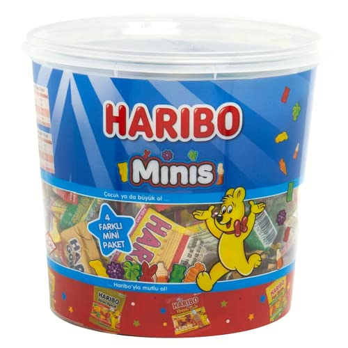 Haribo Minis Halal Certified Mini Jelly Sweets 10g x 100 Packs (Total 1kg) Individually Wrapped Treats for Parties Events Kids Bags & Giveaways