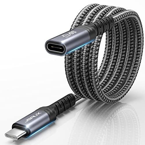 USB C Extension Cable 1M, JSAUX USB Type C 3.2 Extender Lead Supports 𝟭𝟬𝟬𝙒 PD Fast Charge, 10Gbps Data and 4K@60Hz Video Transmission Compatible with MacBook Pro, iPad Pro, XPS, Galaxy S22/S21/S20