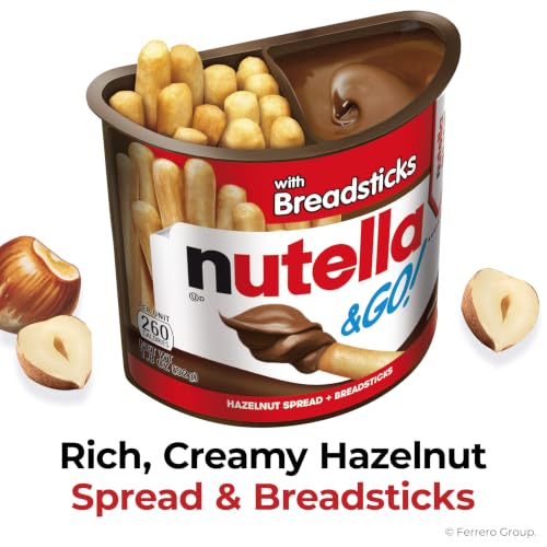 Image of Nutella & Go! Hazelnut Spread with Breadsticks, On-the-Go Snack Cups, Snack Packs, 12 Count - 21.6oz