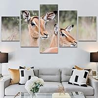 SIGNWIN 5 Panel Canvas Wall Art Animals Cheetah Closeup Contemporary Expressive Modern Artwork for Home Decorations Ready to Hang - 60