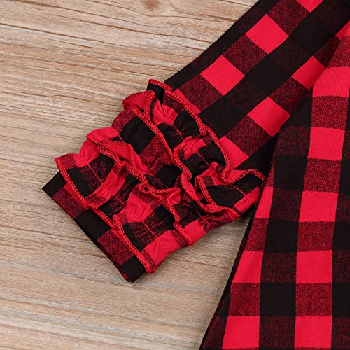 Grnshts Newborn Baby Girls Ruffle Romper Plaid Long Sleeve Jumpsuit One-Piece Coming Home Clothes With Headband thumb #4