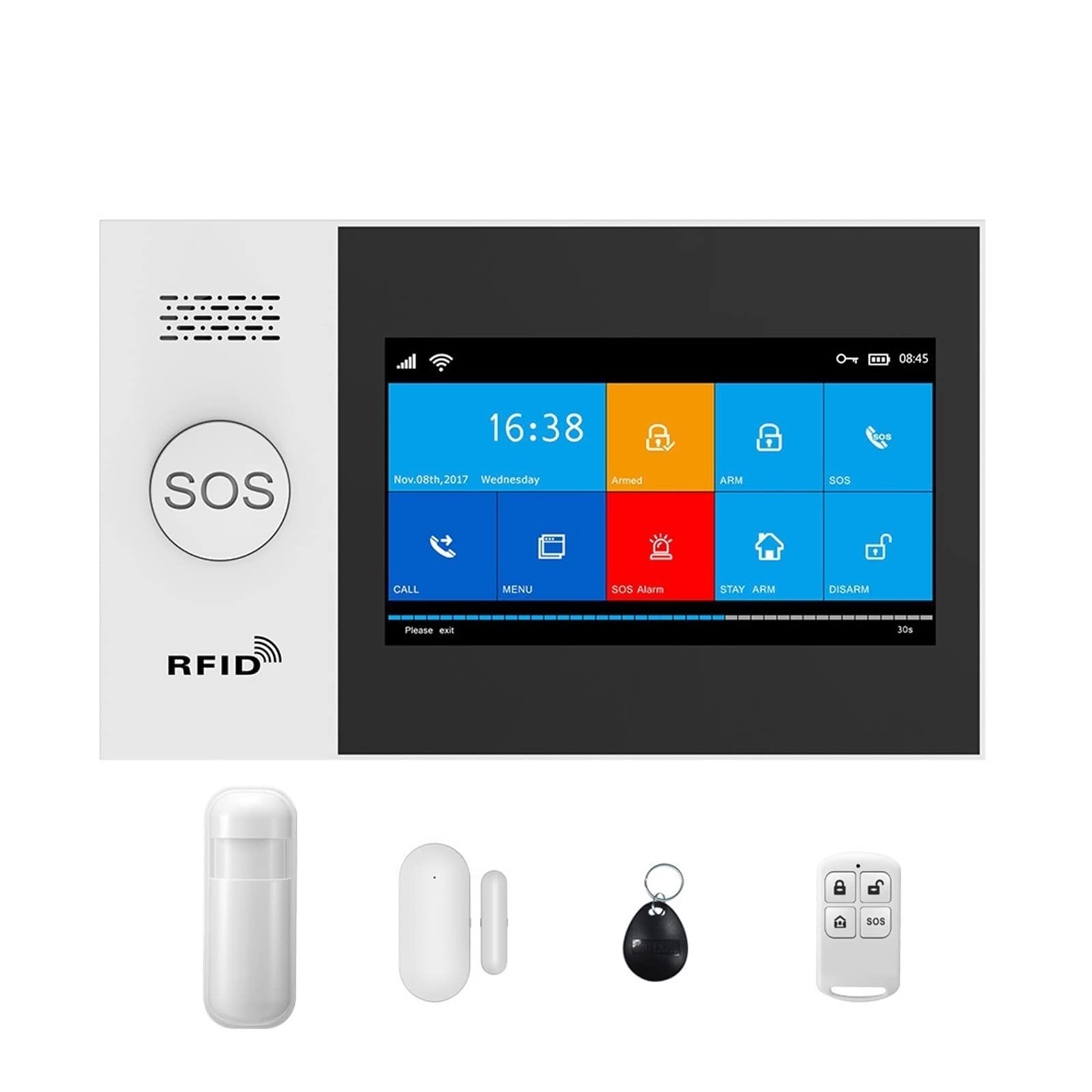 Kit Alarma Casa, PG107 Wifi GSM Sistema de alarma for el soporte de alarma de seguridad en el hogar Tuya Aplicación Contador remoto con Ip Soporte de cámara(A.)