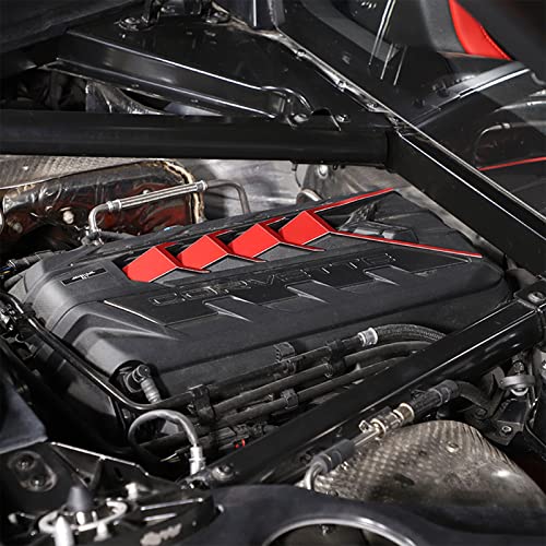 Image of CHEAYAR Engine Shroud Cover Panel Trims Compatible with Chevrolet Corvette C8 2020-2023, Aluminum Alloy Engine Bay Panel Cover, C8 Accessories (Red)