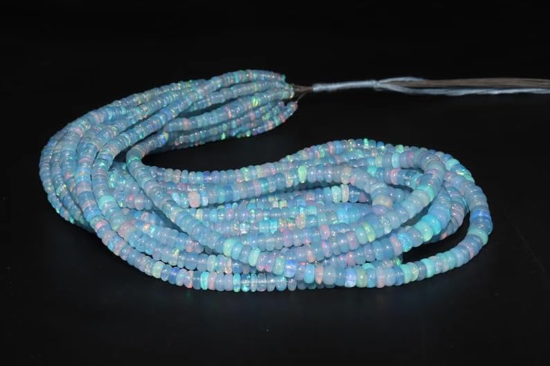 Miniatura 6 de Cuentas de rondelle lisas de ópalo azul tanzanita natural, cuentas de ópalo etíope, cuentas de ópalo azul, cuentas de ópalo de fuego, ópalo