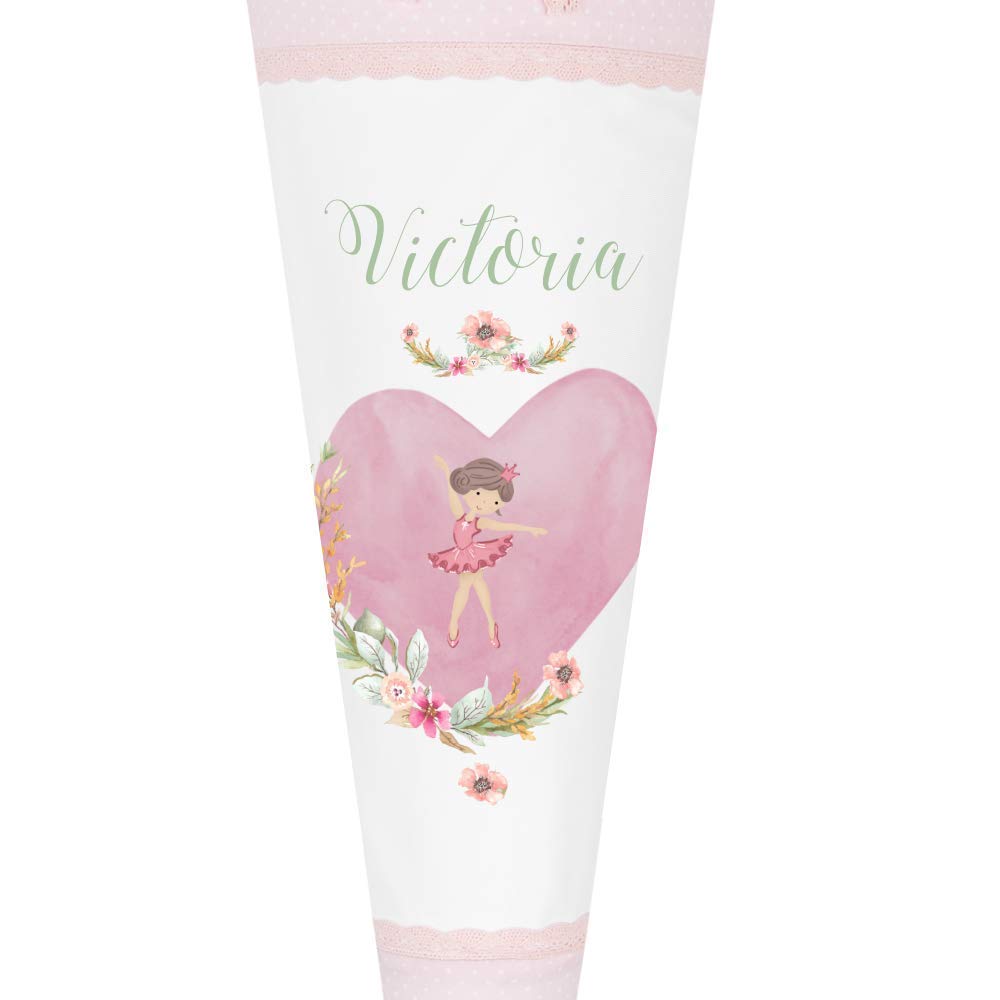 Ballerina Schultüte mit Namen aus Stoff 70cm groß
