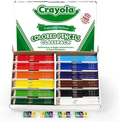 Crayola Colored Pencils, Bulk Classpack, Classroom Supplies, 12 Colors may vary, 240 Count, Standard