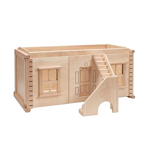 PlanToys Wooden Classic Line of Dollhouse Furniture - Children's Bunk Bedroom Set (9502) | Sustainably Made from Rubberwood and Non-Toxic Paints and Dyes | PlanNatural Classic Wooden Toy Collection