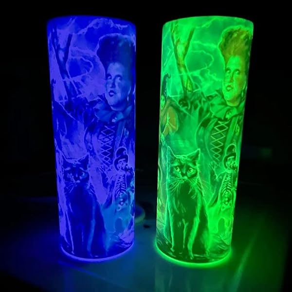 FAMKX 20oz Luminous Blanks Skinny Tumbler For Sublimation, Double Wall Stainless Steel Straight Insulated Vacuum Slim Travel Mug Glow in the dark (Blue) by FAMKX - Image 3