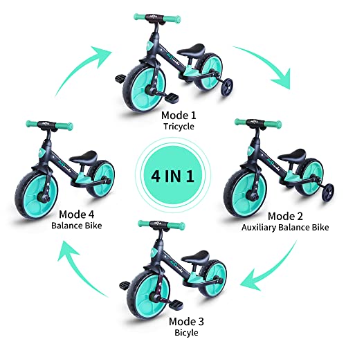 Afranti 4 In 1 Toddler Balance Bike With Training Wheels For Kids 18 Months-5 Years Old Boys Girls Infant Kids Baby Riding Tricycle Trike With Removable Pedals For Indoor Outdoor #TOP3