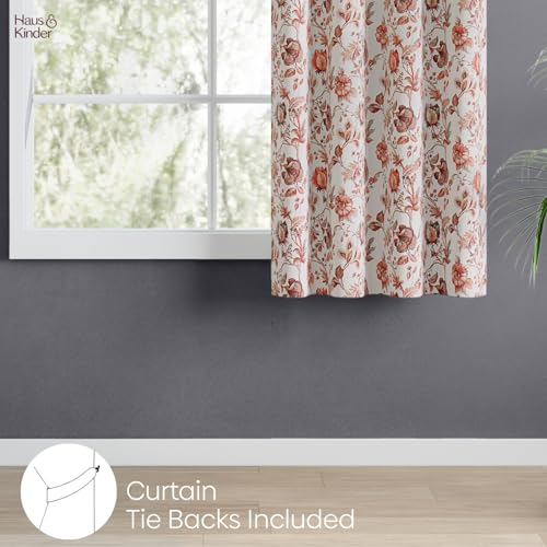 Image of haus & kinder Digital Printed Cotton Window Curtain 5 Feet Long Pack of 1 Window Curtain, 5 Feet Curtain for Window (Rustic Petal, Light Pink 130x152 CM)