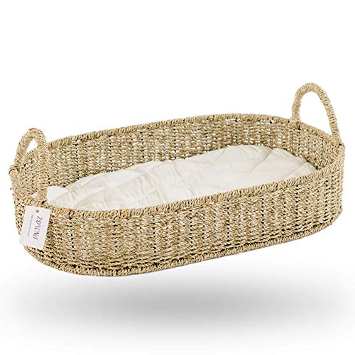 ZOYENA Baby Seagrass Changing Basket | Made to Baby Fit Snuggle Me Organic/Baby Changing Table Set for Nursery |Baby Diaper Changing Pad |Baby Cute Shower Giftâ€©