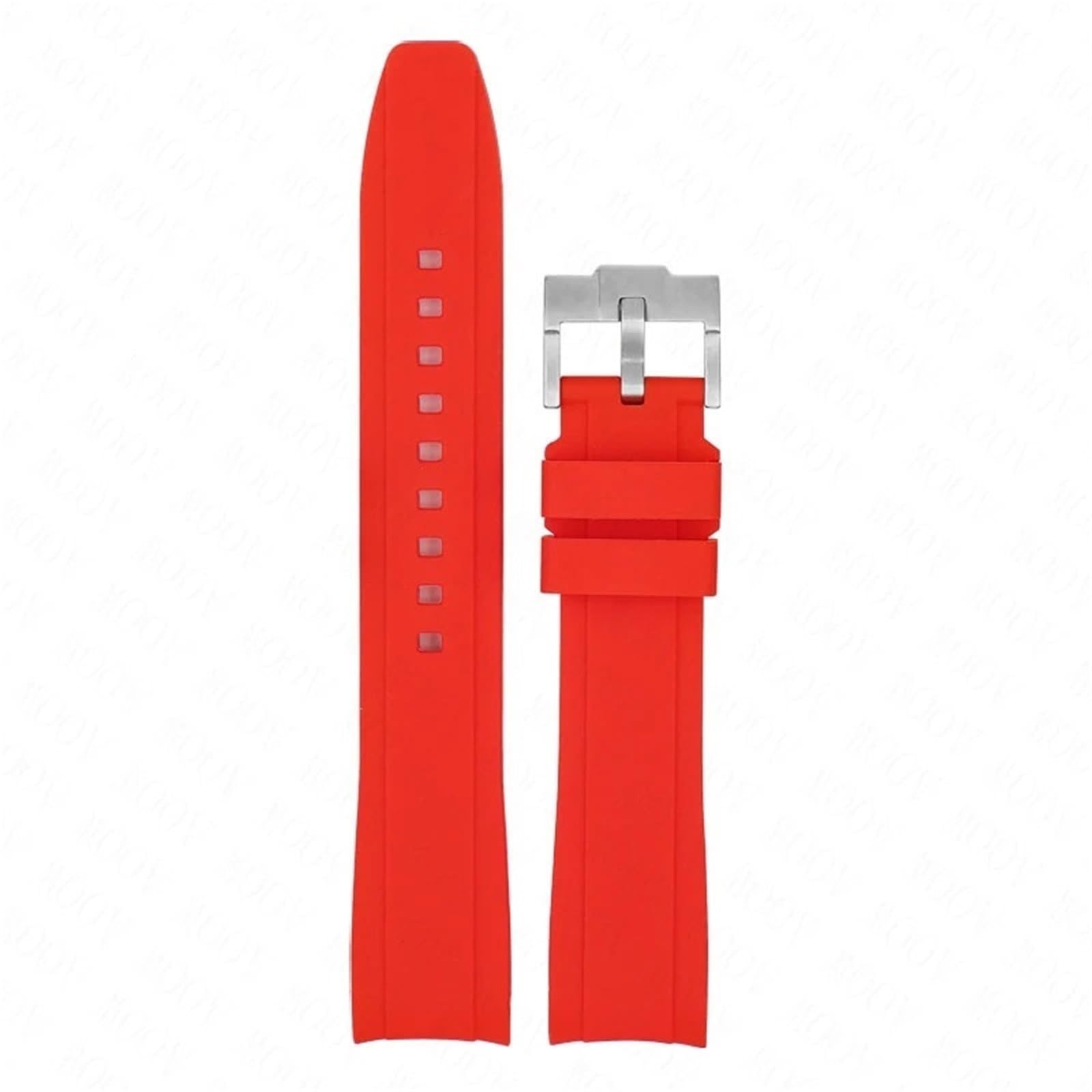 Correa de silicona de extremo curvado premium texturizada de 21mm roja 8