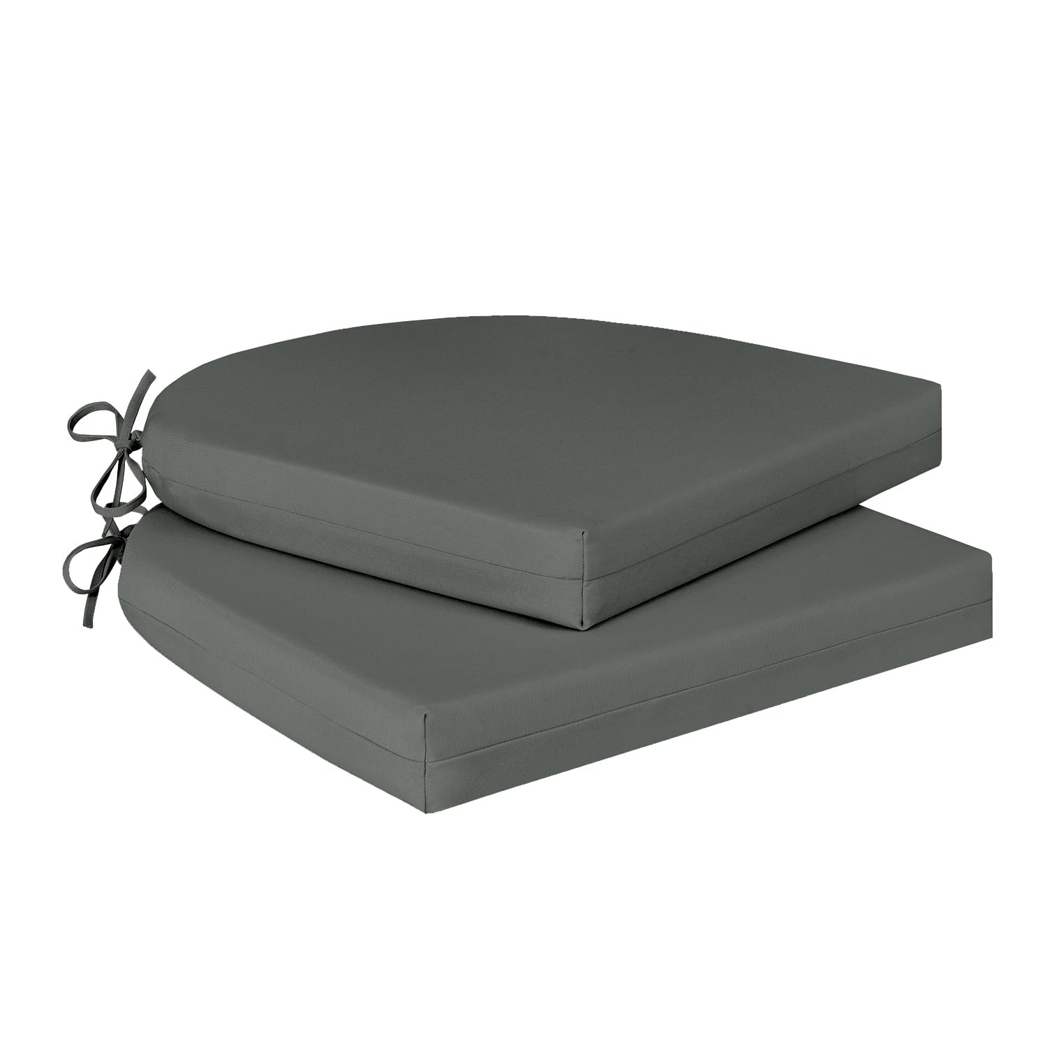 cozyide Outdoor Chair Cushions, Waterproof Patio Seat Cushions with Adjustable Straps, Round Corner Patio Chair Cushions for Garden, Dark Grey, 17x16x2 Inch (Pack of 2)