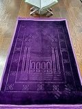 Prayer Rug Muslim Mat Islamic Extra Thick Large Padded Velvet Soft, Islam Mat Praying (Royal Purple)
