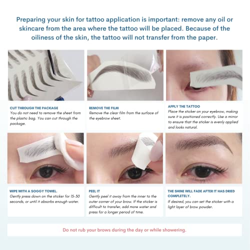Bliss And Beyond Usa | Waterproof Eyebrow Tattoo Stickers. A Real Hair Stroke Look. Hair Replacement Without Surgery. Solution For Hair Loss. Bushy Tinted Eyebrow Tattoos. (Dramatic Hollywood, Brown) #TOP6