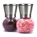 Brushed Stainless Steel Salt Mill and Pepper Grinder Set With Round Glass Globes - Isa Cucina