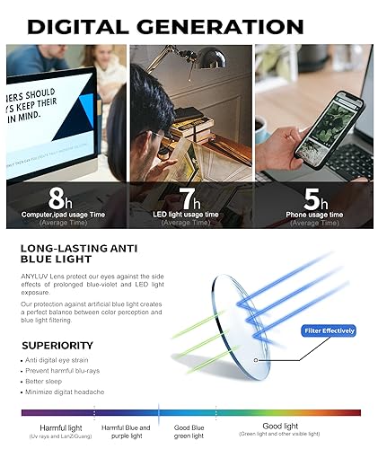Image of ANYLUV Blue Light Blocking Glasses for Men Women Lightweight Computer Gaming Glasses Anti Eye Strain Rectangle Frame