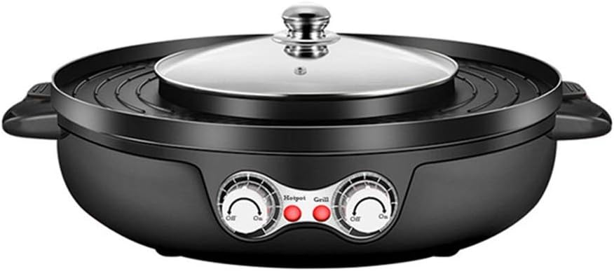2200W Dual Temperature Control Electric 2 in 1 Hot Pot & Barbecue Smokeless Non-Stick Electric Grill Machine Party