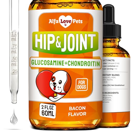 Dog Joint Supplement – Glucosamine Chondroitin for Dogs and Puppies – MSM in The Composition – Care for Joints, Muscles, & Ligaments – Bacon Flavor – 2 Oz